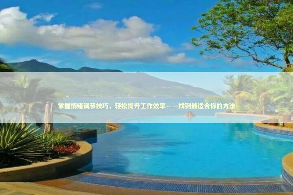 掌握情绪调节技巧，轻松提升工作效率——找到最适合你的方法
